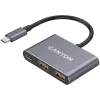Hub USB-C 3-em-1 CANYON DS-3 cinzento-escuro – USB-C para USB-A + HDMI + passagem PD
