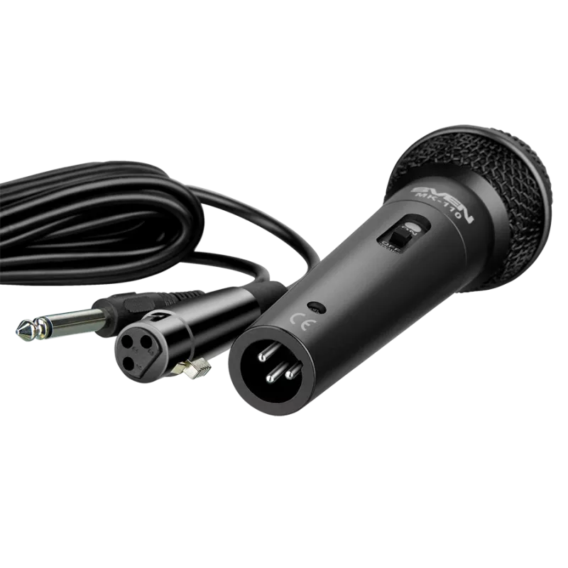 Microfone SVEN MK-110 (com fio, dinâmico, metal, cabo 4,0 m, jack 6,3 / 3,5 mm, preto)