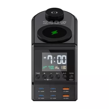 Despertador BlitzWolf BW-FW10 com 2×USB-A e 4 portas USB-C