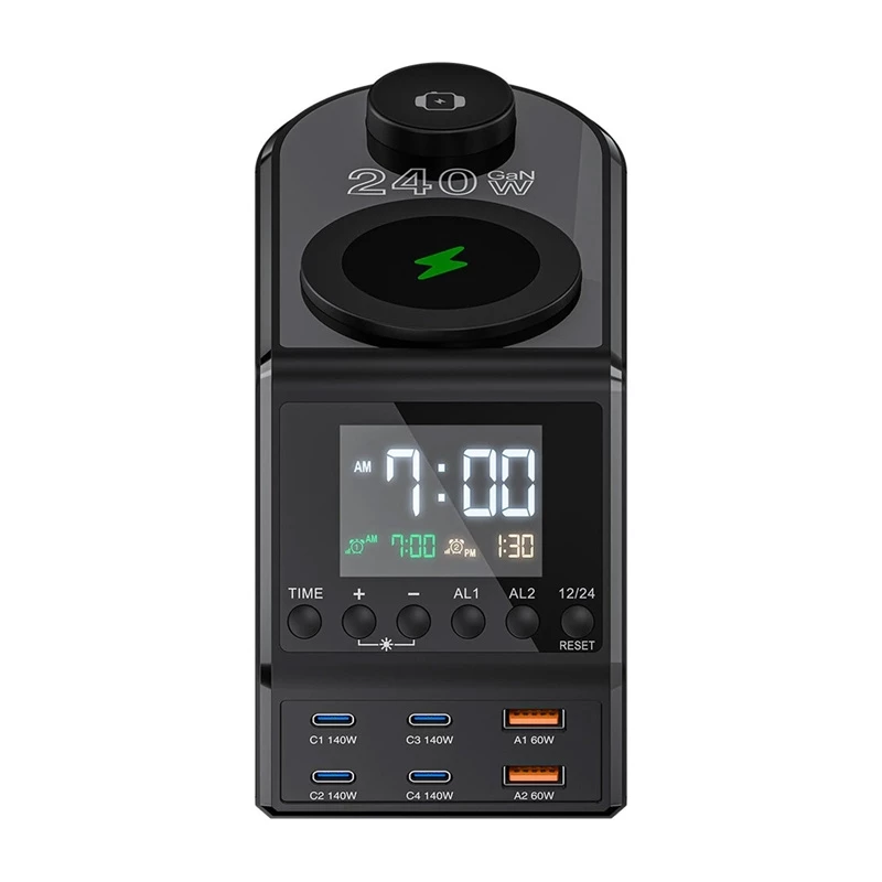 Despertador BlitzWolf BW-FW10 com 2×USB-A e 4 portas USB-C
