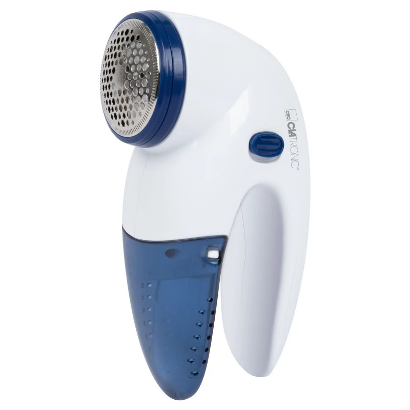 Aparador de pelos CLATRONIC TC 3759 – a pilhas 2×AA, lâmina e folha de aço inoxidável Ø45 mm, azul/branco