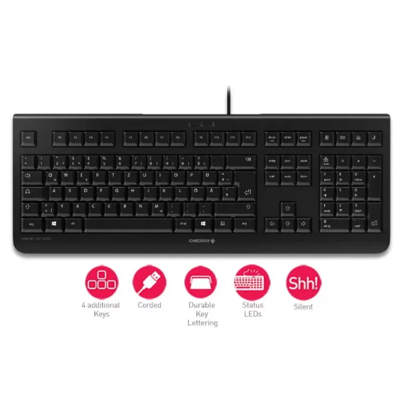 Teclado CHERRY KC 1000 Home USB layout suíço preto