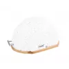 Caixa de pão Maestro MR-1678G oval, plástico e bambu, 350×200×250 mm, tampa branca deslizante
