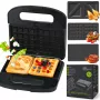 Grelhador e máquina de sandes e waffles Extralink Smart Life SJ-37A | Torradeira-grelhador e máquina de waffles | 1000 W, torradeira com 3 placas intercambiáveis