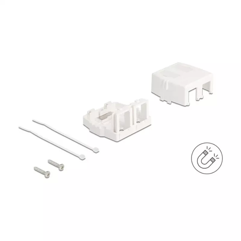 Delock 85843 Caixa Keystone vazia, 2 portas, com base magnética, branco