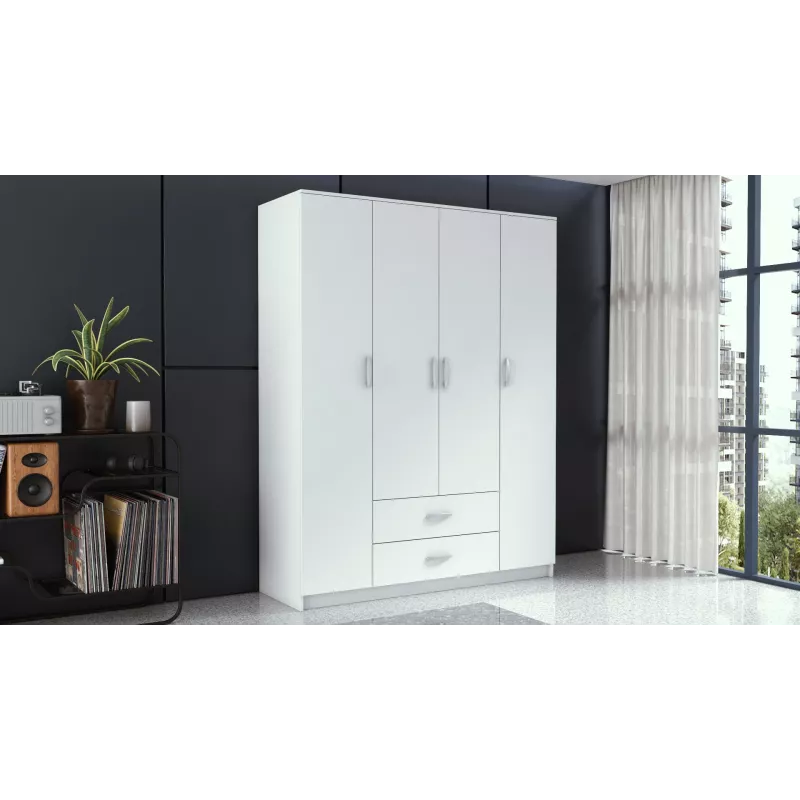 Topeshop ROMANA 160 BIEL KPLB Roupeiro/armário de quarto 11 prateleiras 4 porta(s) branco
