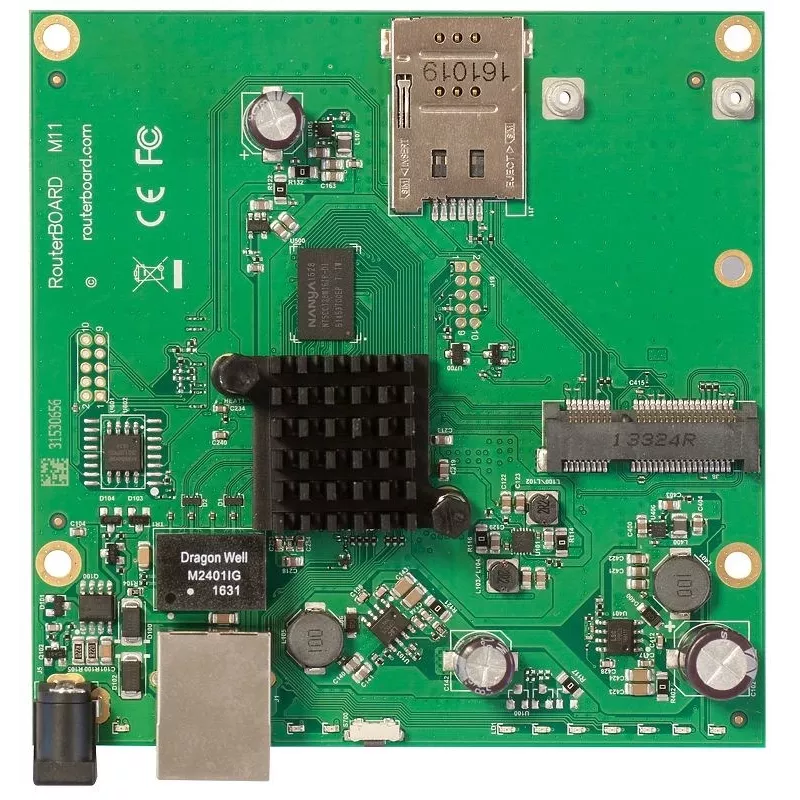 Mikrotik RBM11G router com fios preto, verde, cinzento