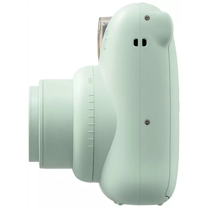 Máquina fotográfica instantânea Fujifilm Instax Mini 12 verde — imagem 86x54 mm, filme 62x46 mm, distância focal equiv. 60 mm