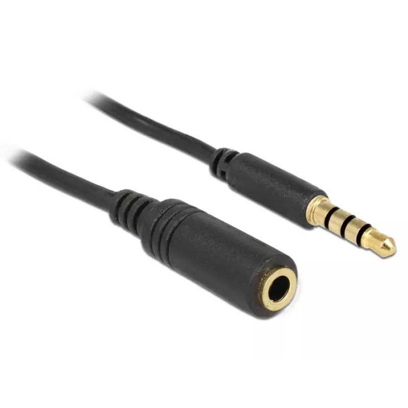 Cabo de áudio 3,5 mm ficha para conector fêmea DeLOCK 84666 preto 1 m