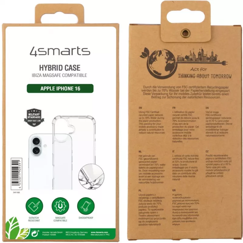 Capa 4smarts iPhone 16 15,5 cm (6,1 polegadas) transparente