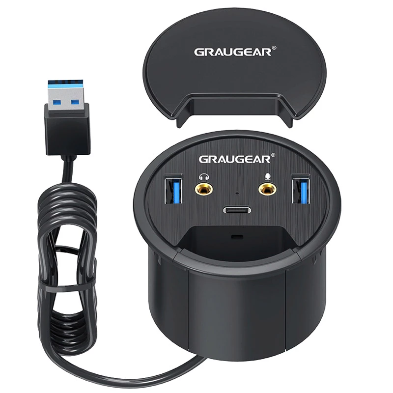 Hub USB GRAUGEAR G-THUB-AU-60 USB 3.2 Gen 1 Type-A preto