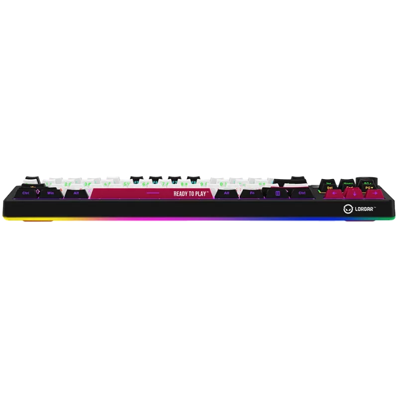 LORGAR KBP70TKLW, Teclado de gaming mecânico TKL sem fios Pro, preto/vermelho, layout EN