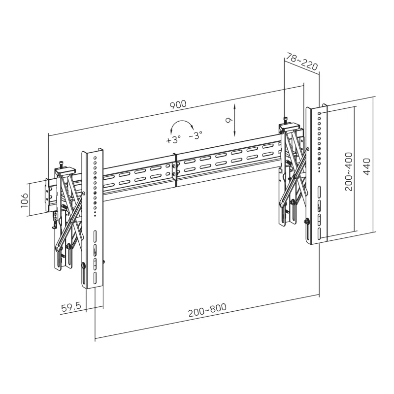 Suporte de parede para TV SBOX LVW02-48T para ecrãs de 37–70 polegadas, máx. 70 kg, VESA até 800×400