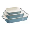 Staub 40508-172-0 conjunto de formas de cerâmica retangulares para forno, 3 peças, Antique Turquoise