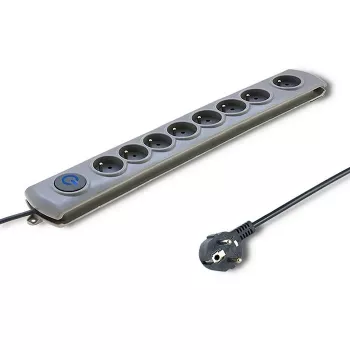 50168 Proteção contra sobretensões 8 saídas Schuko 230 V 3 m cinzento - régua de proteção contra sobretensões (8 tomadas Schuko, Type F, 230 V, 50 Hz - Qoltec