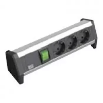 Distribuidor de corrente Bachmann DESK 1 3m 3 tomadas Schuko preto cinzento