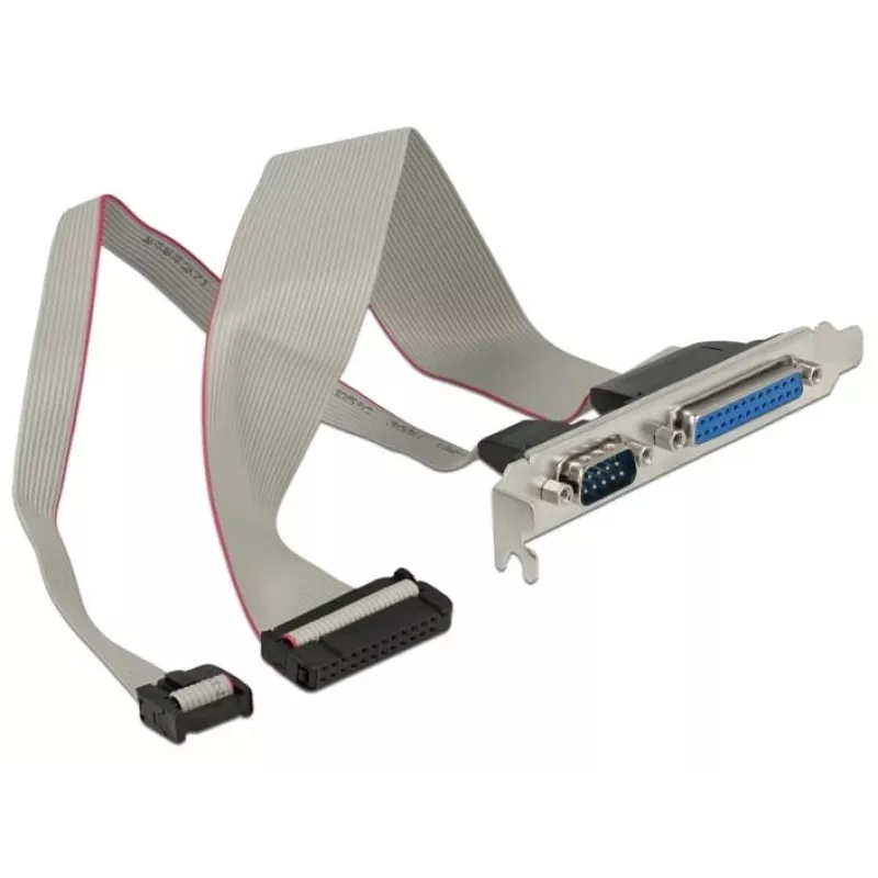 Delock 85644 Suporte de slot, 1x paralelo DB25 + 1x série DB9 para IDC, pinagem rodada