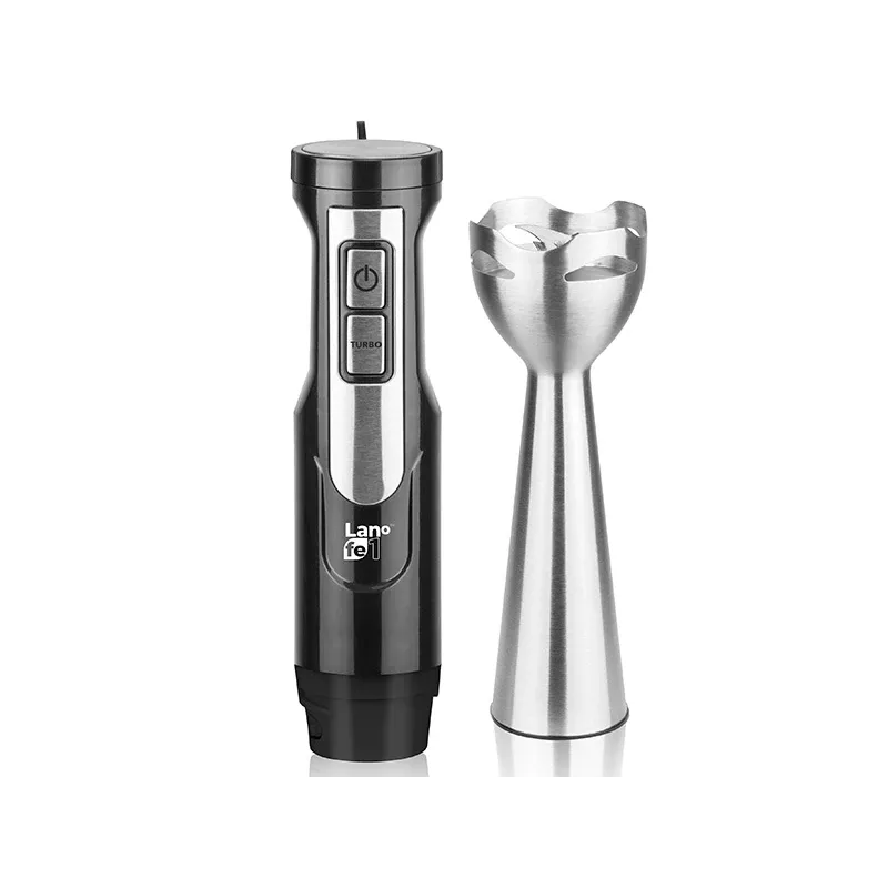 LAFE BlendMix BRK-003A conjunto de varinha mágica, 800 W, 2 velocidades, turbo, lâmina de aço inoxidável, copo de 0,6 l, preto/prateado
