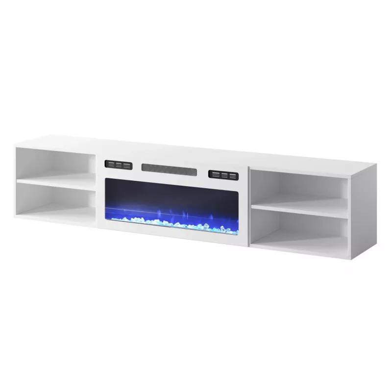 Móvel de TV POLO 180x33x39 branco + lareira branca