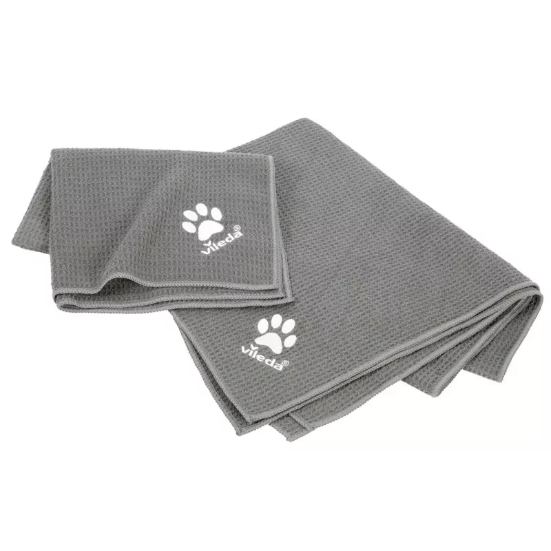Toalha de microfibra VILEDA 172651 para gatos e cães, cinzento, 650×1000 mm, poliamida