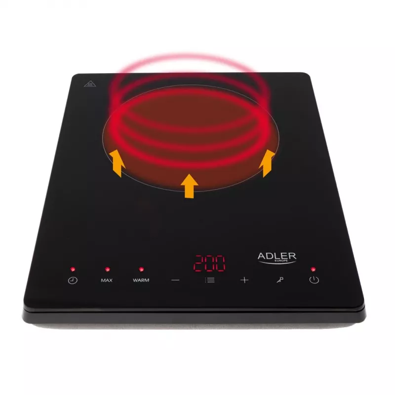 Placa de cozinha Adler AD 6513 Preta Aparelho de mesa 29 cm Zona Placa de indução 1 Zona(s)