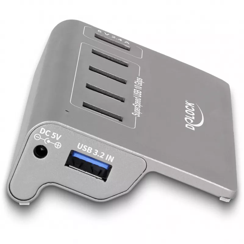 Hub USB DeLOCK 10 Gbit/s 4 portas Type-A 1 porta de carregamento rápido