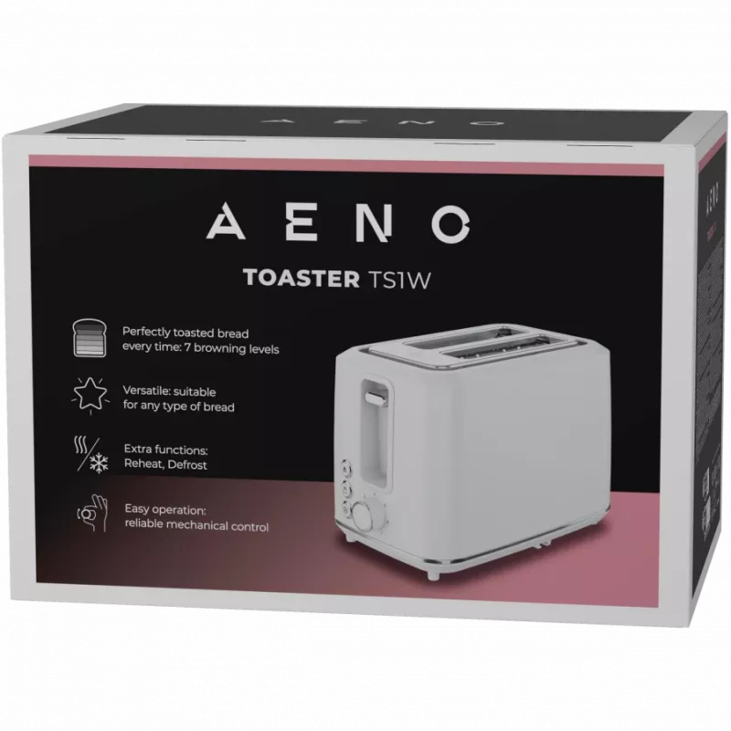 Torradeira elétrica, branca, 220-240V, 50-60Hz, 920-1080W, 2 ranhuras, 3 modos, 7 níveis de tostagem