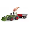 Trator de brincar BRUDER Fendt Vario 211 com carregador frontal e atrelado lateral