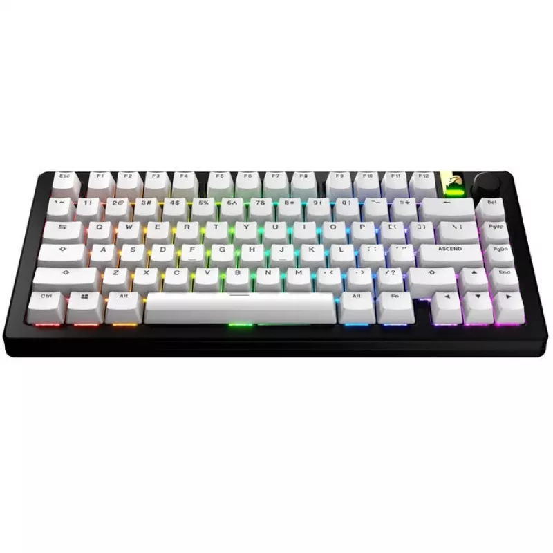 Keycaps GLORIOUS GPBT Basics PBT Dye-Sub Classic Branco Layout ANSI
