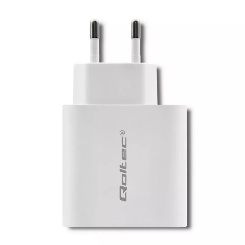 Carregador Qoltec 51718 | 45W | 5-20V | 2,4-3A | USB Type-C PD | USB | branco