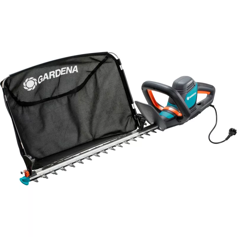 Corta-sebes elétrico Gardena ComfortCut 550/50, 50 cm, lâmina dupla, 2,7 cm, laranja, preto, azul, 2,6 m/s², 84 dB