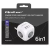 Power Cube QOLTEC 52547 Régua de tomadas 3×tomadas AC, 2×USB-A, 1×USB-C PD 20W
