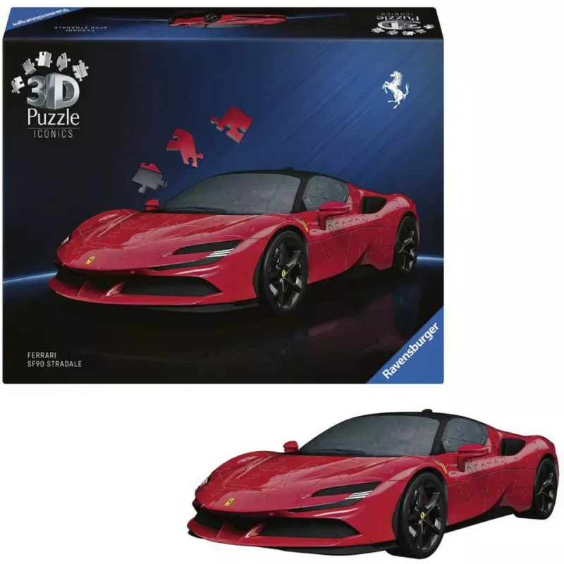 Puzzle 3D Ravensburger Iconics Ferrari SF90 Stradale – kit de montagem de modelo de colecionador