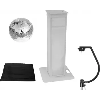 Conjunto de bola de espelhos EUROLITE 30 cm com suporte de palco variável e cobertura preta