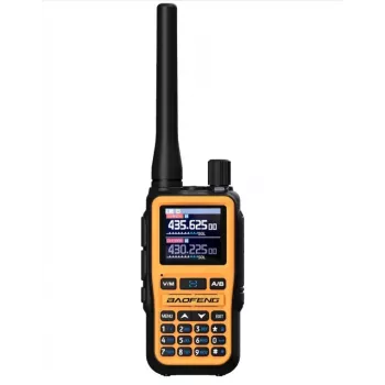 Walkie-talkie portátil Baofeng UV-5R Mini com função de carregamento USB-C, Bluetooth, VHF/UHF, 5 W, 1600 mAh, laranja