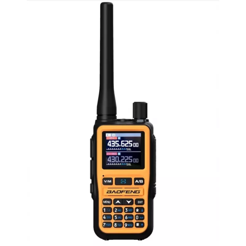 Walkie-talkie portátil Baofeng UV-5R Mini com função de carregamento USB-C, Bluetooth, VHF/UHF, 5 W, 1600 mAh, laranja
