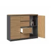 Cómoda top e shop Topeshop 2D4S ANT/ART BA KPL — 4 gavetas, antracite/carvalho, 1200×400×970 mm, aglomerado