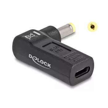 Adaptador DeLOCK USB Type-C fêmea para HP 4,8 x 1,7 mm macho 90° angular