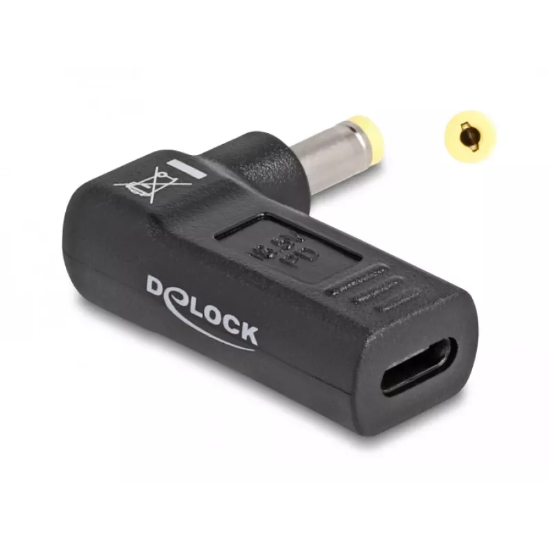 Adaptador DeLOCK USB Type-C fêmea para HP 4,8 x 1,7 mm macho 90° angular
