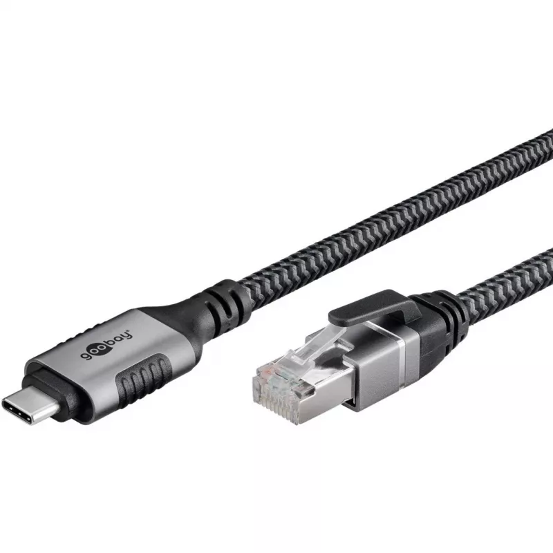 Goobay 70753 Cabo USB-C para RJ45 Ethernet CAT 6 para ligação de internet com fios estável com router/modem/switch de rede/substitui adaptador USB para RJ45 / 1