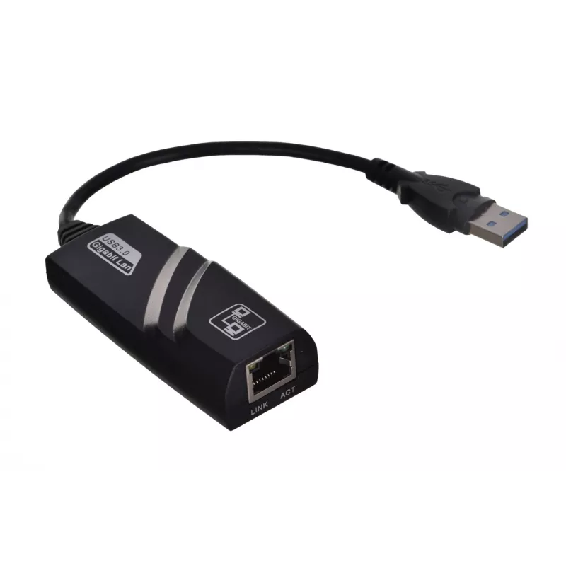Adaptador Akyga AK-AD-31 USB 3.0 para Gigabit Ethernet, RJ45, cabo de 15 cm, preto