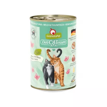 Comida húmida para gatos Fox4Pets Granatapet DeliCATessen Caça & Atum 400 g, alimento completo para gatos adultos, 78 % humidade