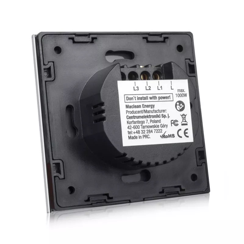 Interruptor de luz tátil MACLEAN MCE701W individual vidro branco botão quadrado
