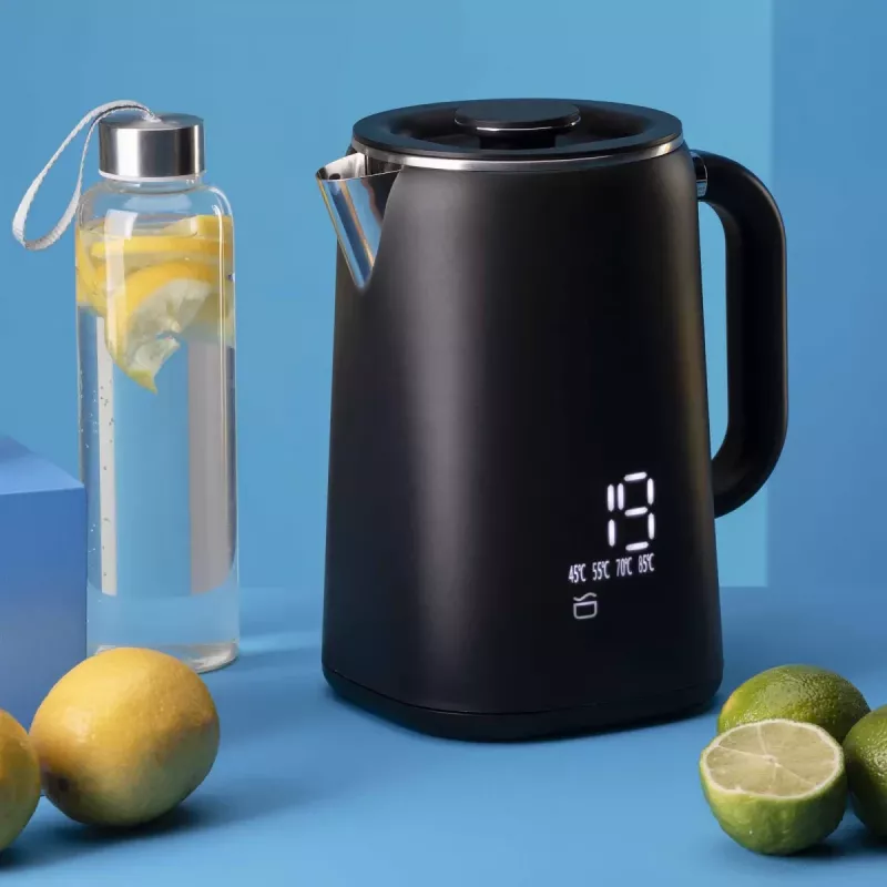 Jata JEHA1575 chaleira elétrica, 1,7 l, 1500 W, 5 definições de temperatura, preto/aço inoxidável