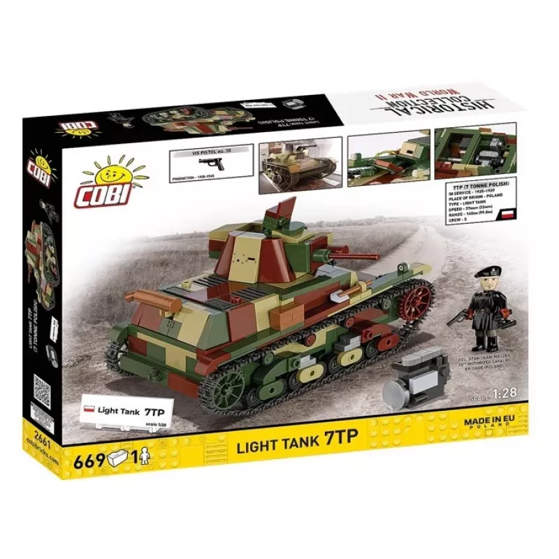 Blocos de construção Cobi Carro de combate ligeiro 7TP modelo, 669 peças, COBI-2661