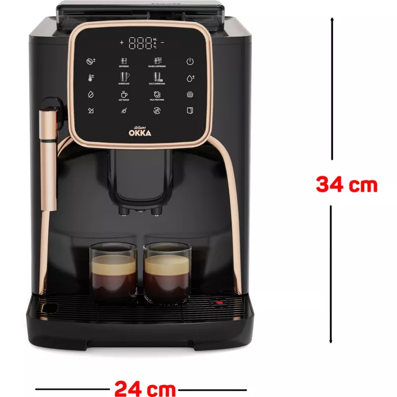 Okka Espresso Pro, Máquina automática preta/bronze, 1450 Watt