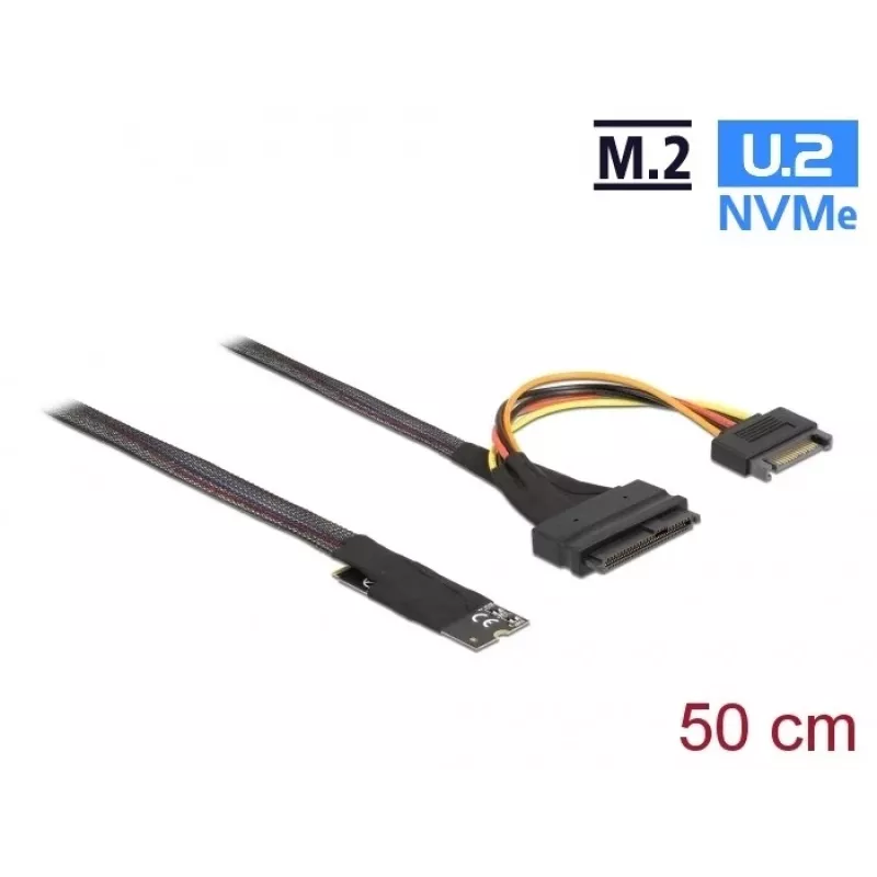 Adaptador DeLOCK M.2 Key M para U.2 SFF-8639 NVMe com cabo de 50 cm