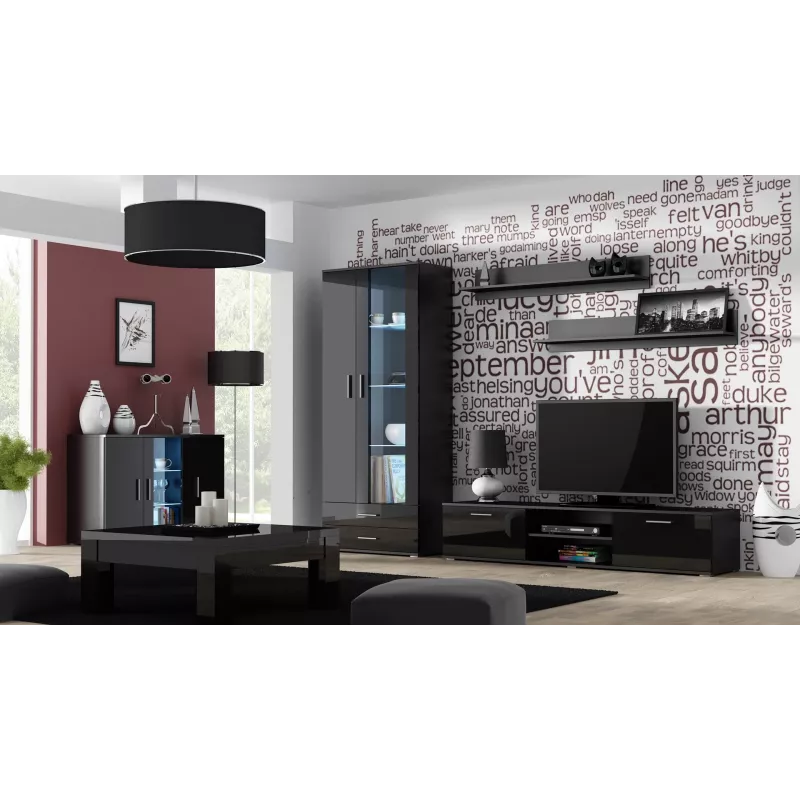 Aparador Cama SOHO S7 120 cm Preto Brilhante