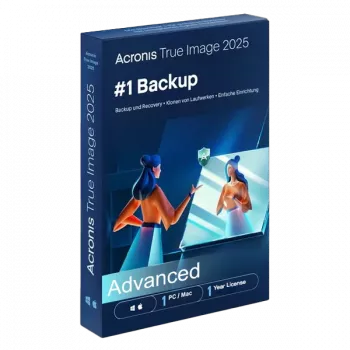 Acronis True Image | Advanced + 500 GB de armazenamento na nuvem Acronis | 1 PC/MAC | 1 ano
