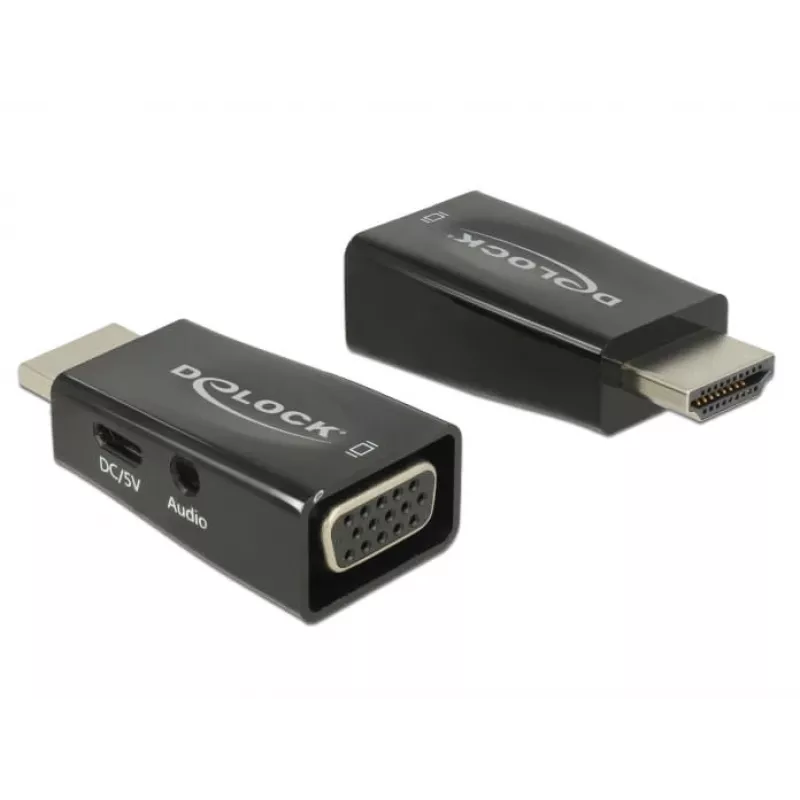 Adaptador DeLOCK 65901 HDMI A para VGA & áudio de 3,5 mm preto